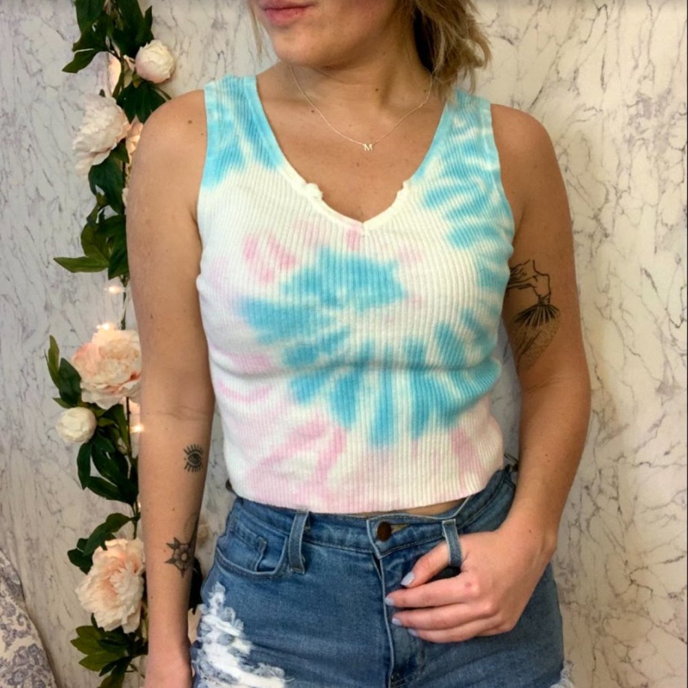 NWT Boho 'Eleanora' Ribbed Tie-Dye Tank Top ✨ Sz M
